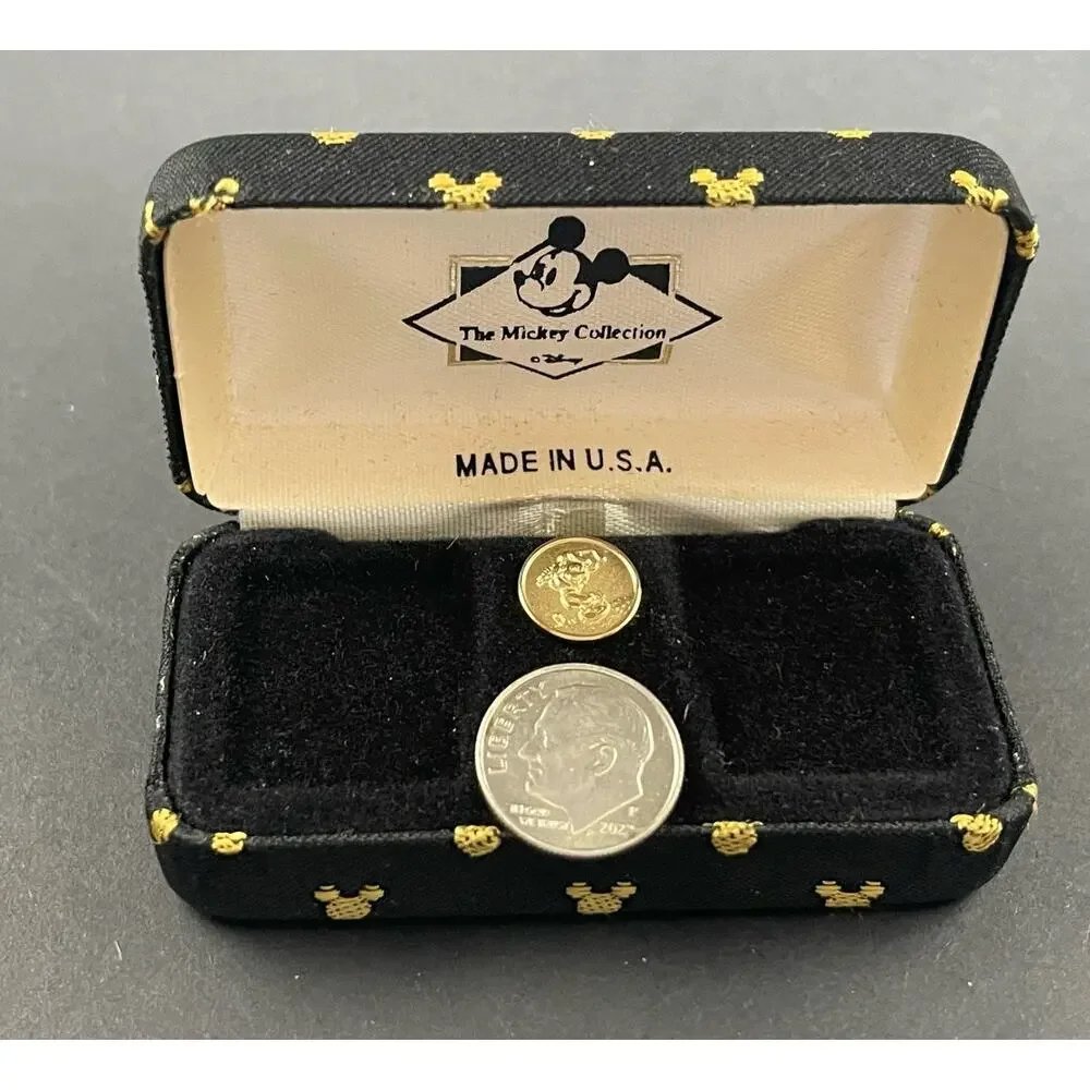 Disney Mickey Collection Golf Gold Tone Tie Pin Golfing Made USA Original Box